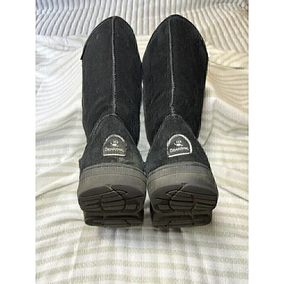 BEAR PAW Black Classic Snow Winter Boots Women’s Size 10 Black Faux Fur Lining - Picture 5 of 16